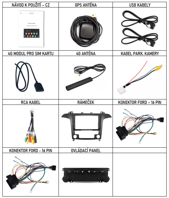 CZ_Příslušenství pro Isudar T72+T75 chytré autorádio Ford S-Max auto AC evtech.cz
